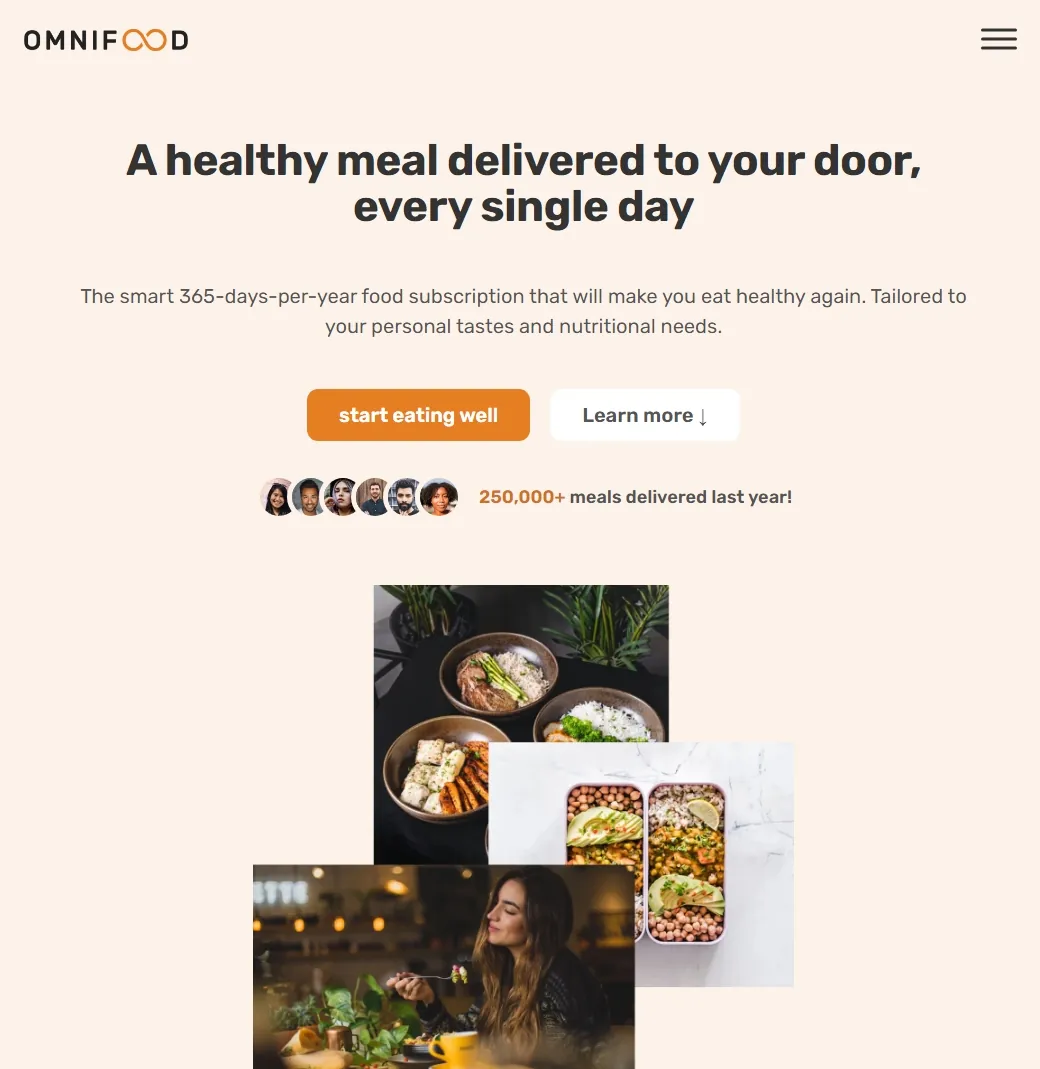 Omnifood - Healthy meal delivery platform with subscription service, showcasing modern web development